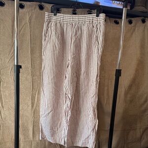 Striped Cream and Red Women's Linen Pants